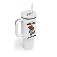 Funny Mexican Racoon Taco Christmas Tumbler With Handle On The Naughty List And I Regret Nothing - Wonder Print Shop
