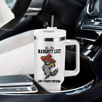 Funny Mexican Racoon Taco Christmas Tumbler With Handle On The Naughty List And I Regret Nothing - Wonder Print Shop