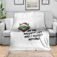 Funny Cat Green Christmas Throw Blanket On The Naughty List And I Regret Nothing - Wonder Print Shop