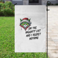 Funny Cat Green Christmas Garden Flag On The Naughty List And I Regret Nothing - Wonder Print Shop