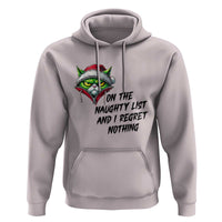 Funny Cat Green Christmas Hoodie On The Naughty List And I Regret Nothing - Wonder Print Shop