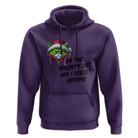 Funny Cat Green Christmas Hoodie On The Naughty List And I Regret Nothing - Wonder Print Shop