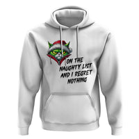 Funny Cat Green Christmas Hoodie On The Naughty List And I Regret Nothing - Wonder Print Shop