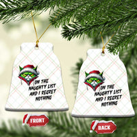Funny Cat Green Xmas Ceramic Ornament On The Naughty List And I Regret Nothing - Wonder Print Shop