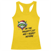 Funny Cat Green Christmas Racerback Tank Top On The Naughty List And I Regret Nothing - Wonder Print Shop