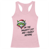 Funny Cat Green Christmas Racerback Tank Top On The Naughty List And I Regret Nothing - Wonder Print Shop