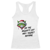 Funny Cat Green Christmas Racerback Tank Top On The Naughty List And I Regret Nothing - Wonder Print Shop