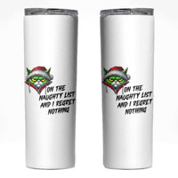 Funny Cat Green Christmas Skinny Tumbler On The Naughty List And I Regret Nothing - Wonder Print Shop