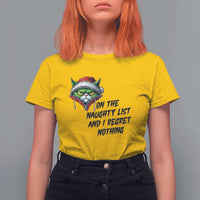Funny Cat Green Christmas T Shirt For Women On The Naughty List And I Regret Nothing - Wonder Print Shop