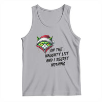 Funny Cat Green Christmas Tank Top On The Naughty List And I Regret Nothing - Wonder Print Shop