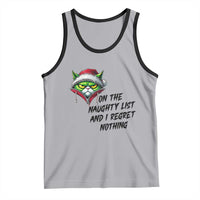 Funny Cat Green Christmas Tank Top On The Naughty List And I Regret Nothing - Wonder Print Shop