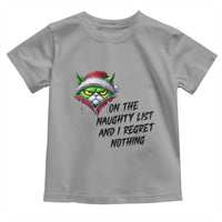 Funny Cat Green Christmas Toddler T Shirt On The Naughty List And I Regret Nothing - Wonder Print Shop