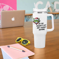 Funny Cat Green Christmas Tumbler With Handle On The Naughty List And I Regret Nothing - Wonder Print Shop