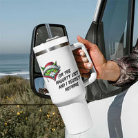 Funny Cat Green Christmas Tumbler With Handle On The Naughty List And I Regret Nothing - Wonder Print Shop