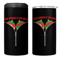 Funny Dirty Christmas 4 in 1 Can Cooler Tumbler Stop Staring At My Balls - Wonder Print Shop