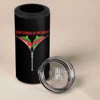 Funny Dirty Christmas 4 in 1 Can Cooler Tumbler Stop Staring At My Balls - Wonder Print Shop