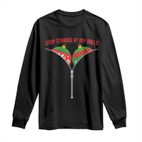 Funny Dirty Christmas Long Sleeve Shirt Stop Staring At My Balls - Wonder Print Shop