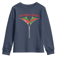 Funny Dirty Christmas Youth Sweatshirt Stop Staring At My Balls - Wonder Print Shop