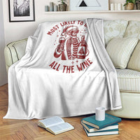 Funny Skeleton Christmas Throw Blanket Most Likely To Drink All The Wine - Wonder Print Shop