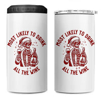 Funny Skeleton Christmas 4 in 1 Can Cooler Tumbler Most Likely To Drink All The Wine - Wonder Print Shop