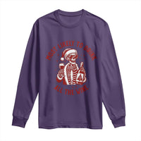 Funny Skeleton Christmas Long Sleeve Shirt Most Likely To Drink All The Wine - Wonder Print Shop