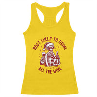 Funny Skeleton Christmas Racerback Tank Top Most Likely To Drink All The Wine - Wonder Print Shop