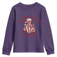Funny Skeleton Christmas Youth Sweatshirt Most Likely To Drink All The Wine - Wonder Print Shop