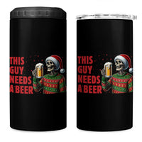 Funny Skeleton Beer Christmas 4 in 1 Can Cooler Tumbler This Guy Needs A Beer - Wonder Print Shop