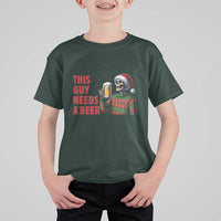 Funny Skeleton Beer Christmas T Shirt For Kid This Guy Needs A Beer - Wonder Print Shop