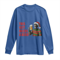 Funny Skeleton Beer Christmas Long Sleeve Shirt This Guy Needs A Beer - Wonder Print Shop