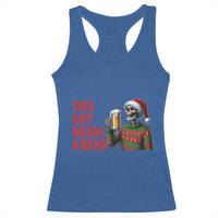 Funny Skeleton Beer Christmas Racerback Tank Top This Guy Needs A Beer - Wonder Print Shop