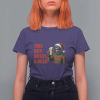 Funny Skeleton Beer Christmas T Shirt For Women This Guy Needs A Beer - Wonder Print Shop