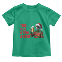 Funny Skeleton Beer Christmas Toddler T Shirt This Guy Needs A Beer - Wonder Print Shop