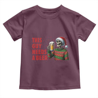 Funny Skeleton Beer Christmas Toddler T Shirt This Guy Needs A Beer - Wonder Print Shop