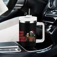 Funny Skeleton Beer Christmas Tumbler With Handle This Guy Needs A Beer - Wonder Print Shop