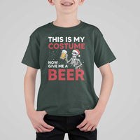 Funny Skeleton Beer Christmas T Shirt For Kid This Is My Costume Now Give Me A Beer - Wonder Print Shop