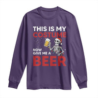 Funny Skeleton Beer Christmas Long Sleeve Shirt This Is My Costume Now Give Me A Beer - Wonder Print Shop