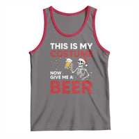 Funny Skeleton Beer Christmas Tank Top This Is My Costume Now Give Me A Beer - Wonder Print Shop