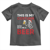 Funny Skeleton Beer Christmas Toddler T Shirt This Is My Costume Now Give Me A Beer - Wonder Print Shop