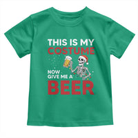 Funny Skeleton Beer Christmas Toddler T Shirt This Is My Costume Now Give Me A Beer - Wonder Print Shop