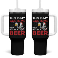 Funny Skeleton Beer Christmas Tumbler With Handle This Is My Costume Now Give Me A Beer - Wonder Print Shop