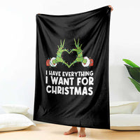 Funny Elf Hand Christmas Throw Blanket I Have Everything I Want For Christmas - Wonder Print Shop