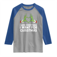 Funny Elf Hand Christmas Raglan Shirt I Have Everything I Want For Christmas - Wonder Print Shop