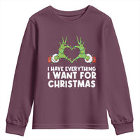 Funny Elf Hand Christmas Youth Sweatshirt I Have Everything I Want For Christmas - Wonder Print Shop