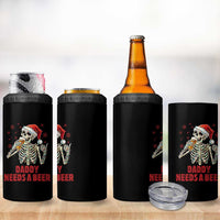 Funny Skeleton Beer Christmas 4 in 1 Can Cooler Tumbler Daddy Needs A Beer - Wonder Print Shop