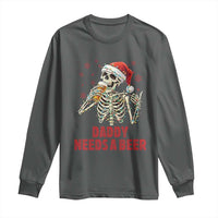 Funny Skeleton Beer Christmas Long Sleeve Shirt Daddy Needs A Beer - Wonder Print Shop