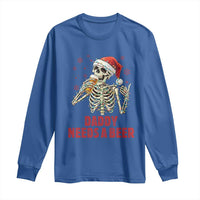 Funny Skeleton Beer Christmas Long Sleeve Shirt Daddy Needs A Beer - Wonder Print Shop