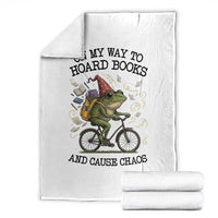 Funny Frog Meme Throw Blanket On My Way to Hoard Books and Cause Chaos - Wonder Print Shop
