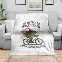 Funny Frog Meme Throw Blanket On My Way to Hoard Books and Cause Chaos - Wonder Print Shop
