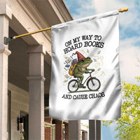 Funny Frog Meme Garden Flag On My Way to Hoard Books and Cause Chaos - Wonder Print Shop
